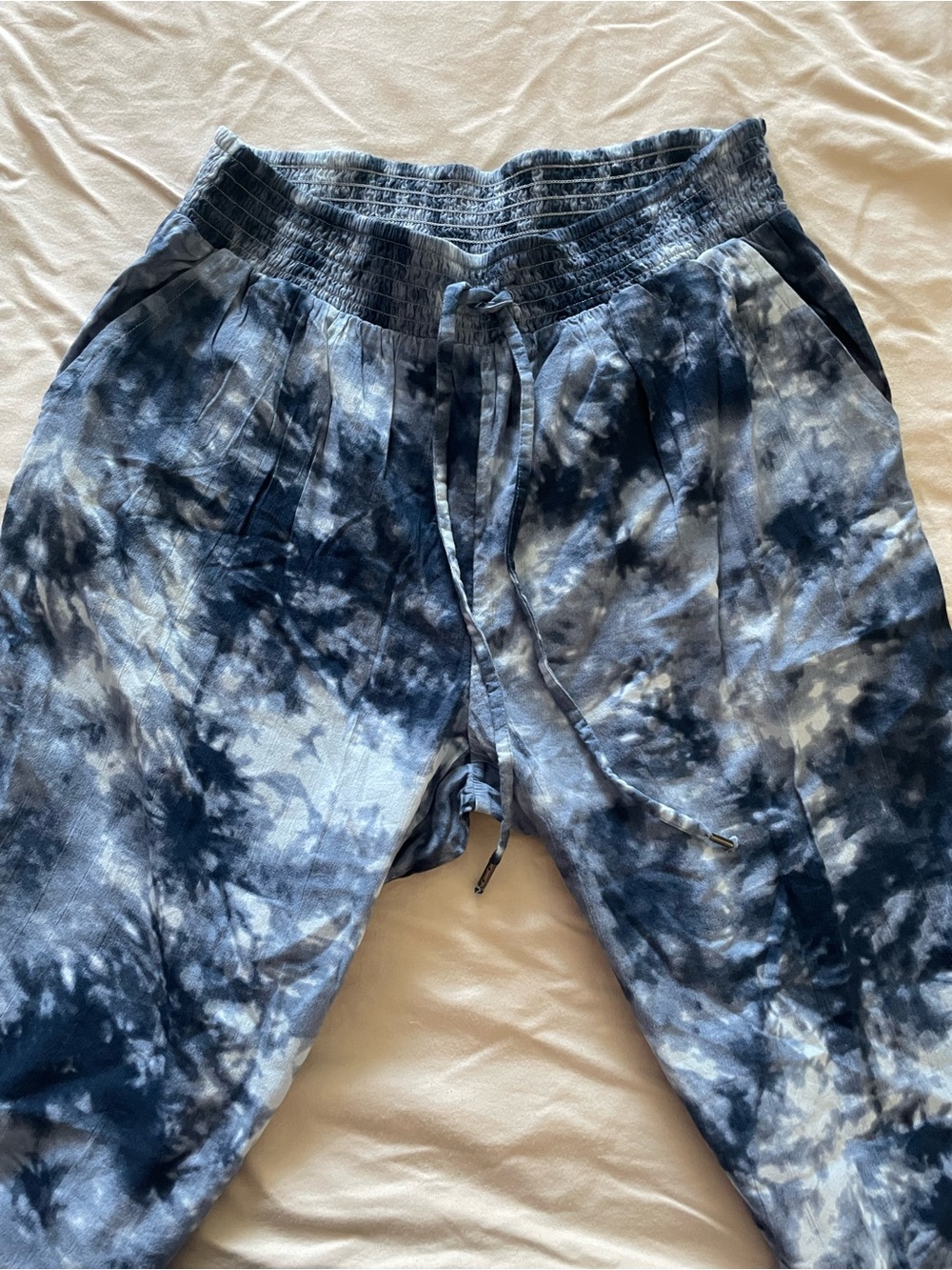 Blue Tie-Dye Wide Leg Joggers Cotton Blend by Style&co - Picture 3 of 7